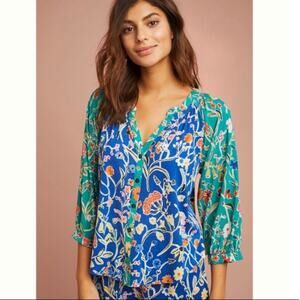 Anthropologie floreat dolores floral lounge top sz XS